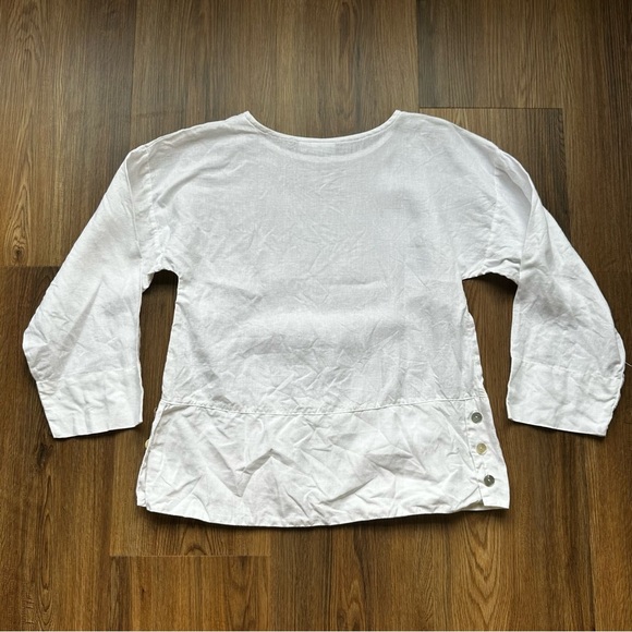 BRYN WALKER Artist Oversized Linen Top White XS Long Sleeves Blouse Button USA - Picture 5 of 8